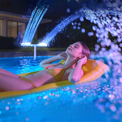 Solar-Powered RGB Pool Fountain – Enchanting Nighttime Display