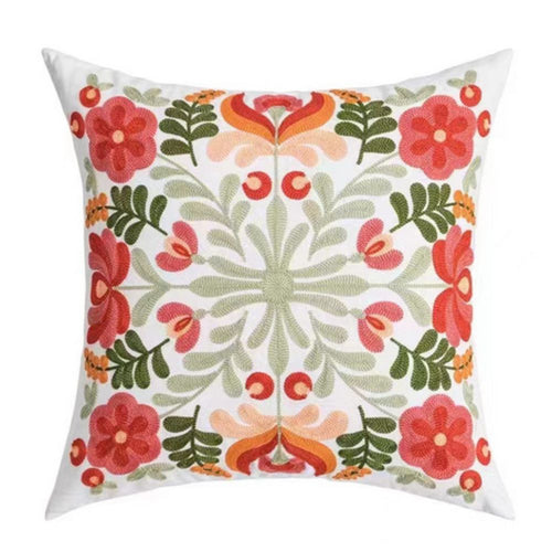 Charming Floral Embroidered Cushion Cover for Elegant Spaces