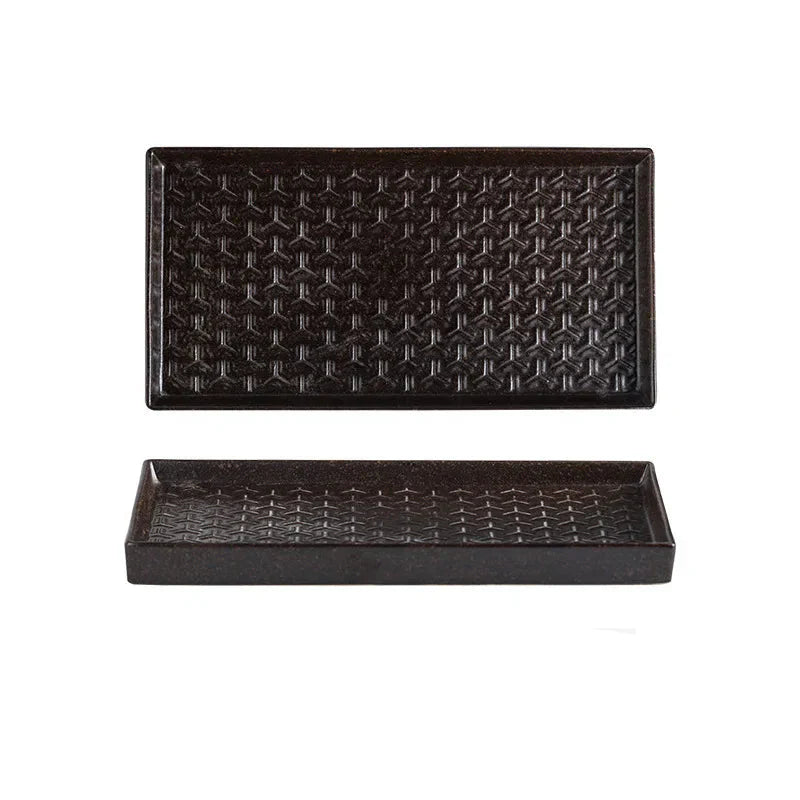 Elegant 9.5-Inch Ceramic Rectangular Serving Plate