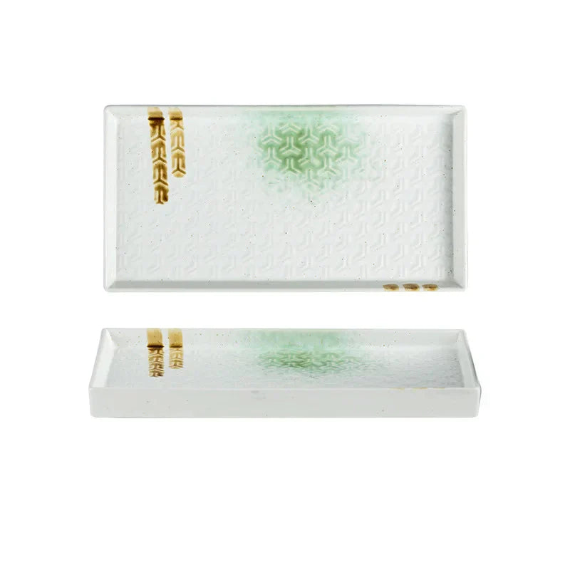 Elegant 9.5-Inch Ceramic Rectangular Serving Plate