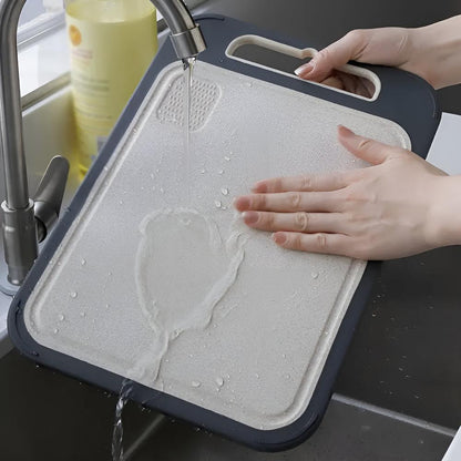 Dual-Sided Stainless Steel Cutting Board with Integrated Grinder