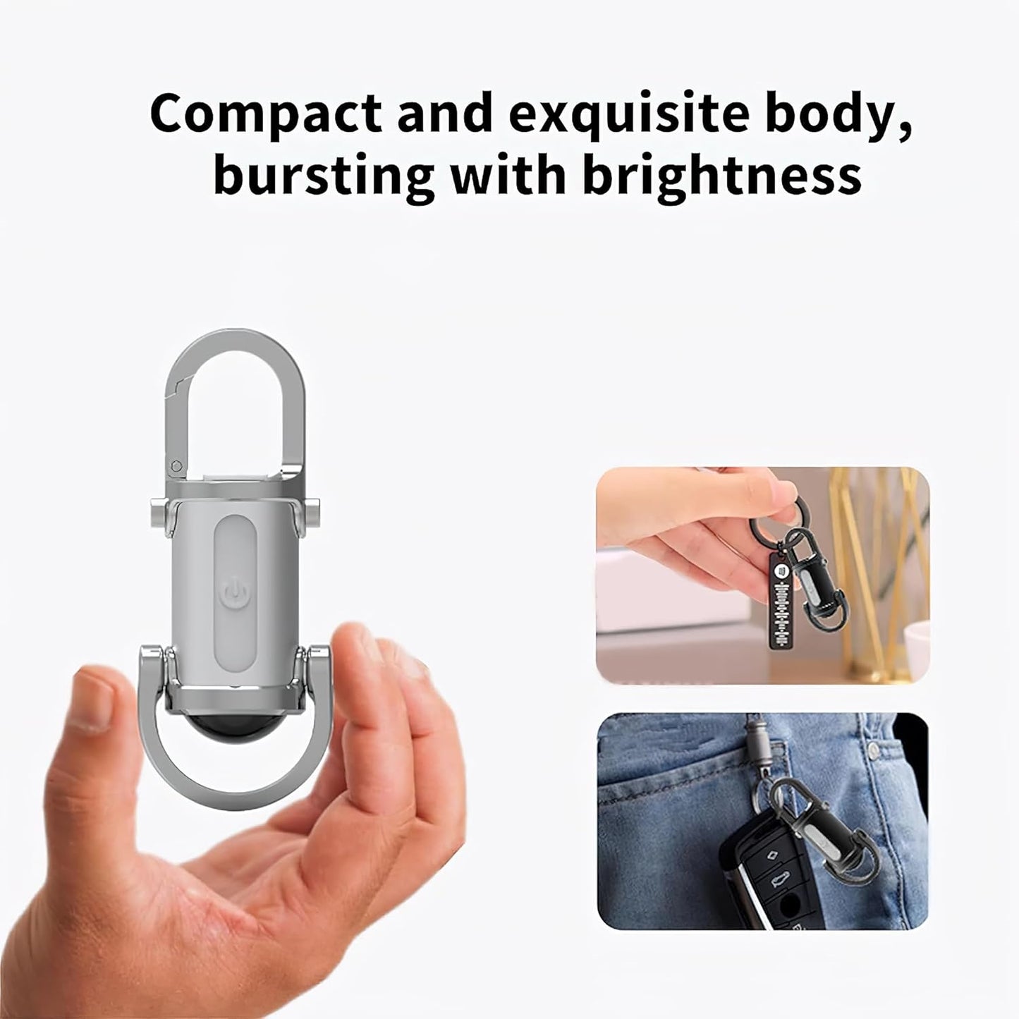 Pocket-Size Rechargeable Keychain Light with USB-C