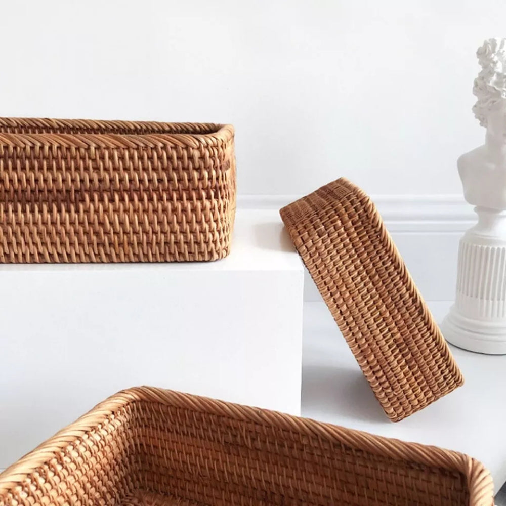 Elegant Rectangular Rattan Storage Solution