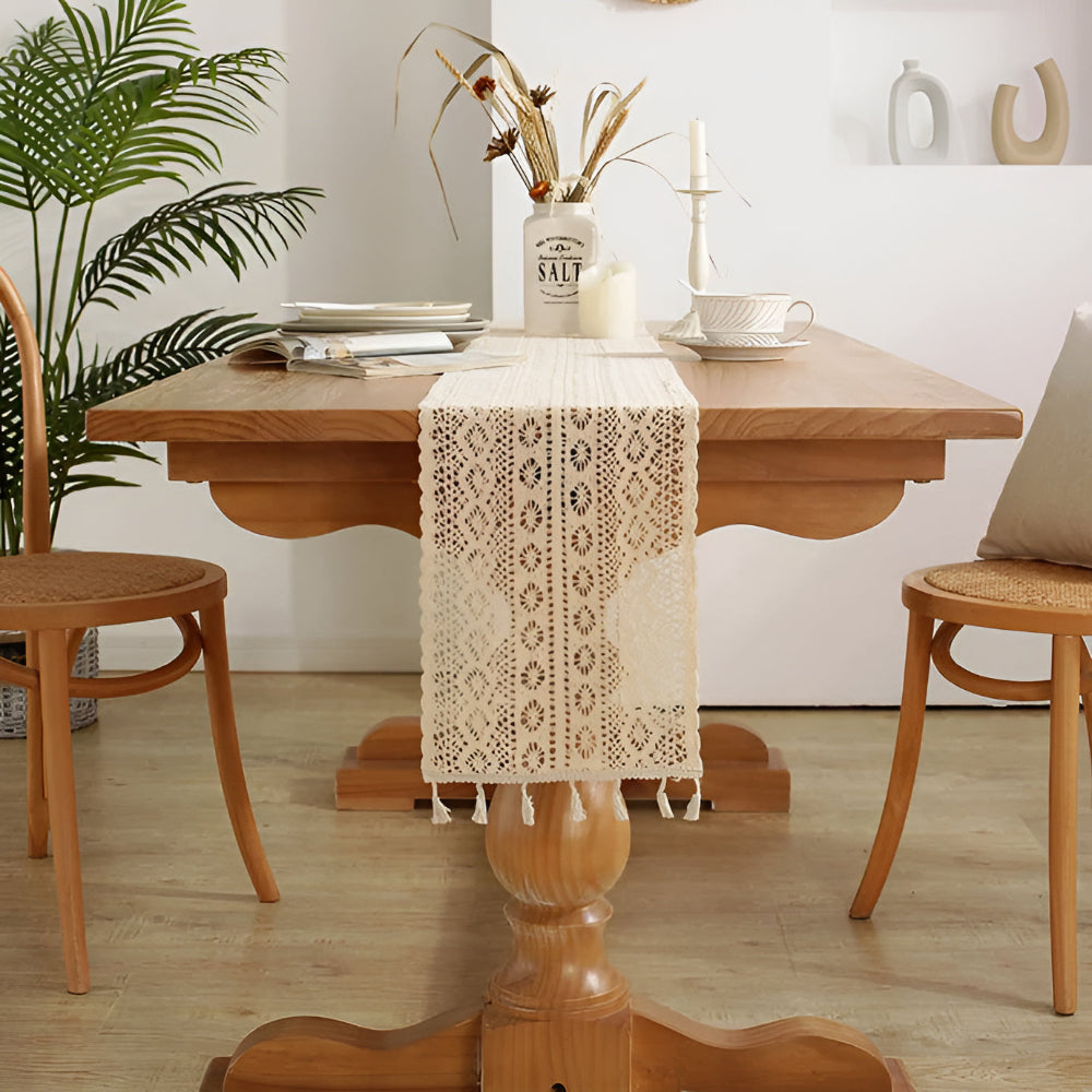 Charming Lace Table Runner for Rustic Elegance