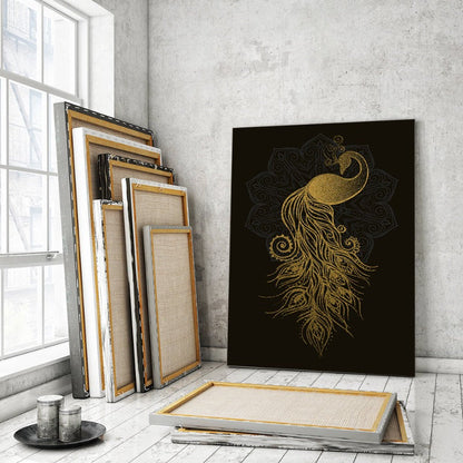 Elegant Golden Mandala Peacock - Canvas Art for Your Space