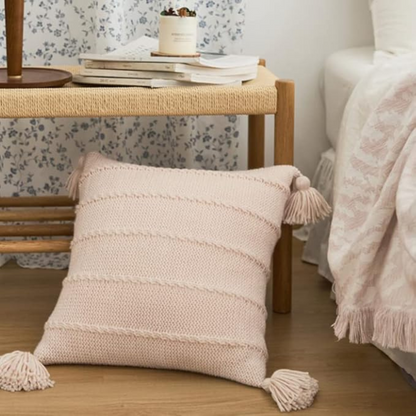 Cozy Nordic Knit Tassel Throw Pillow