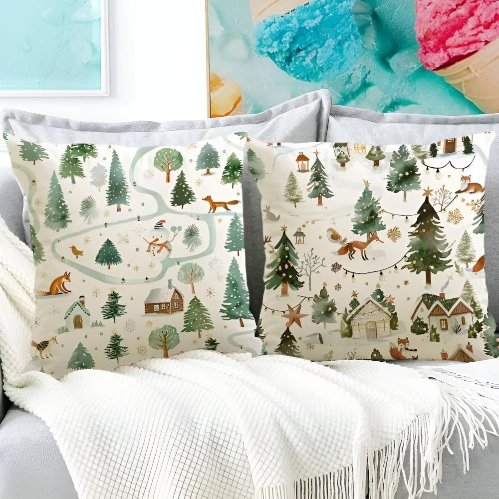 Festive Winter Decorative Pillow Cover