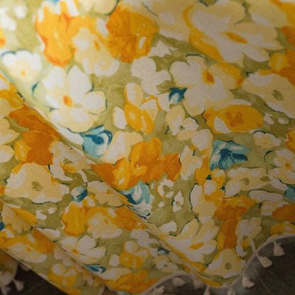 Golden Petals Elegant Semi-Blackout Curtain