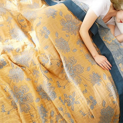 Serene Blossom Cotton Throw for Year-Round Comfort