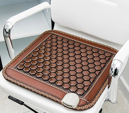 Jade and Tourmaline Heated Seat Cushion with 8 Temperature Settings for Back, Shoulder, and Muscle Relief