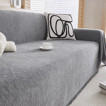Tassel-Trimmed Minimalist Sofa Slipcover