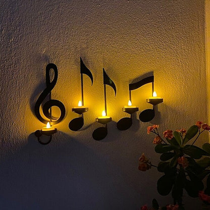 Music Note Shaped Wall Light in Black