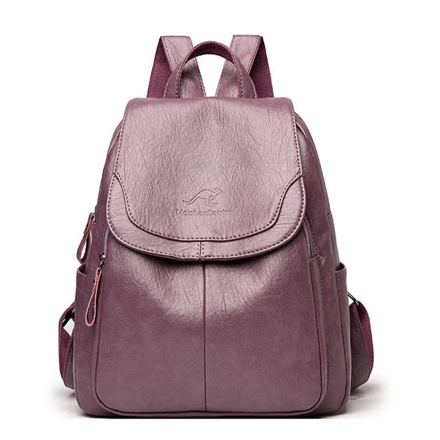 Leather Backpack with Anti-Theft Design – Slim & Functional