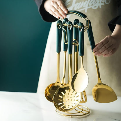 Elegant Gold-Plated Kitchen Utensil Collection