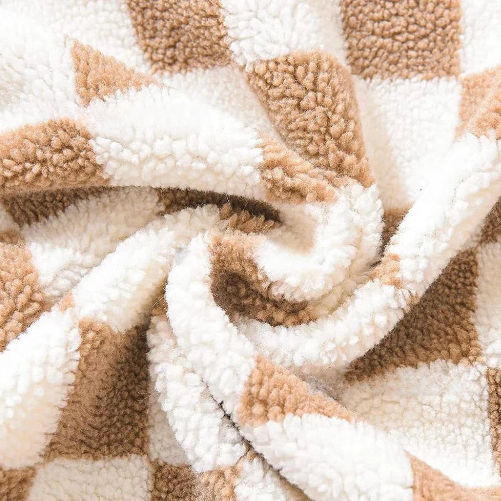 Cozy Checkered Faux Fur Cushion Cover