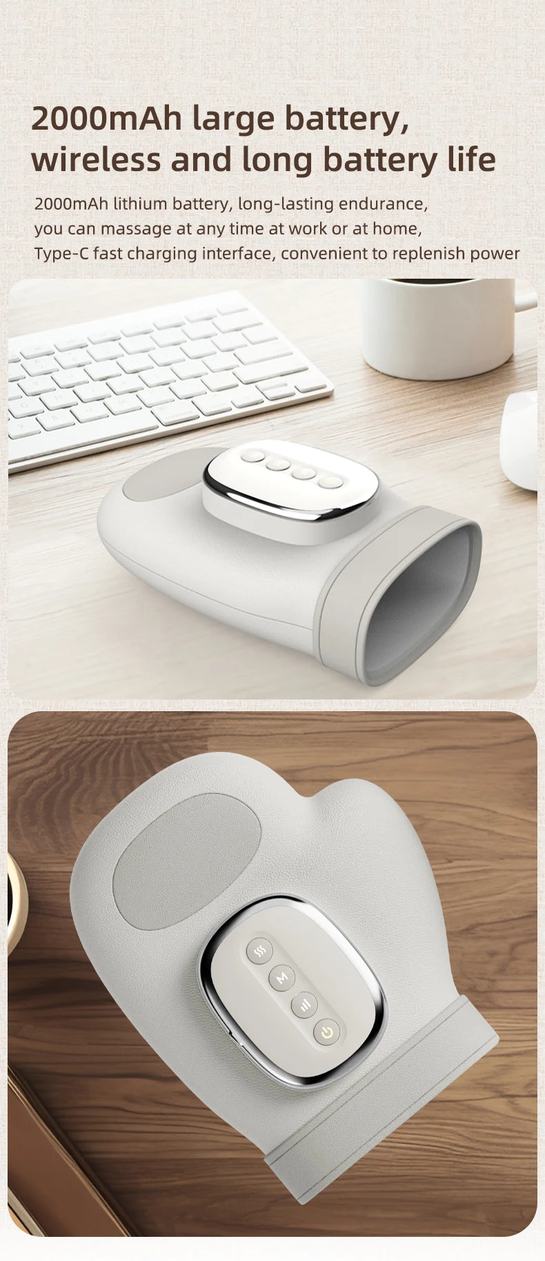 Cordless Hand Massager with Heat – Air Compression for Pain Relief in Fingers, Palm, and Wrist