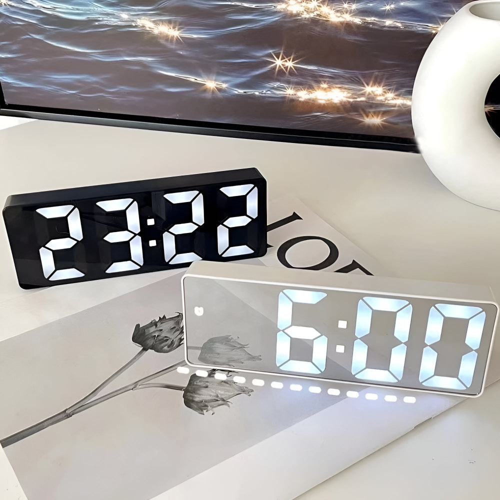Sleek LED Mirror Clock with Dual Power Options