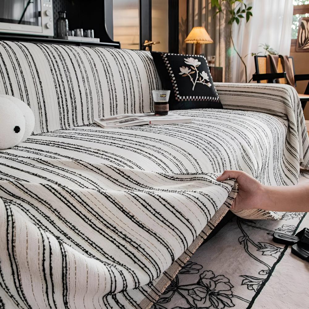 Chic Striped Chenille Sofa Protector