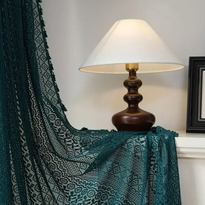 Elegant Crochet Lace Privacy Curtain with Tassels