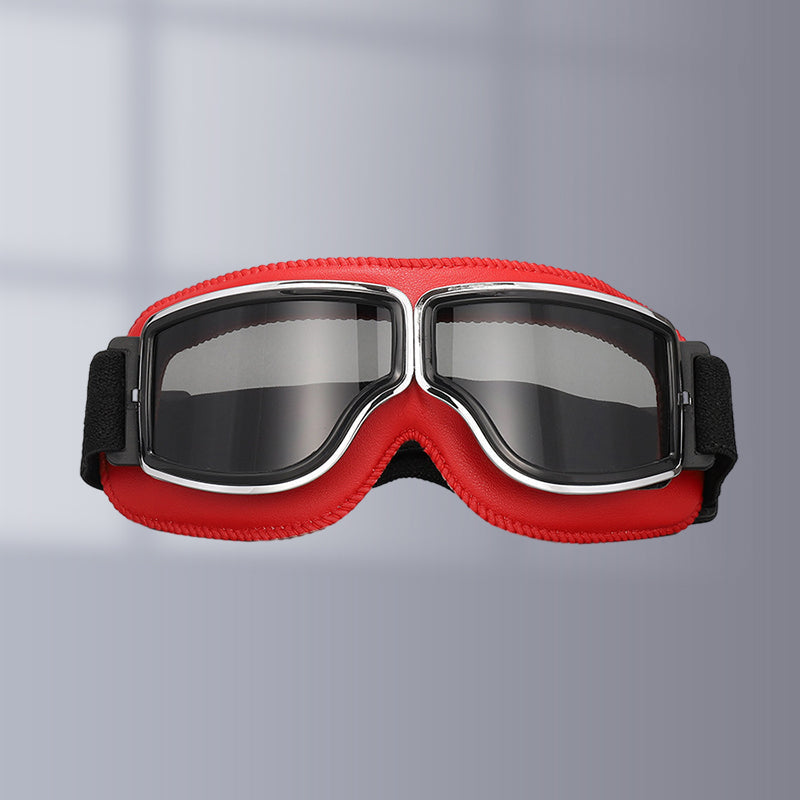 Vintage Motorcycle Goggles with Interchangeable Lenses and Padded Comfort