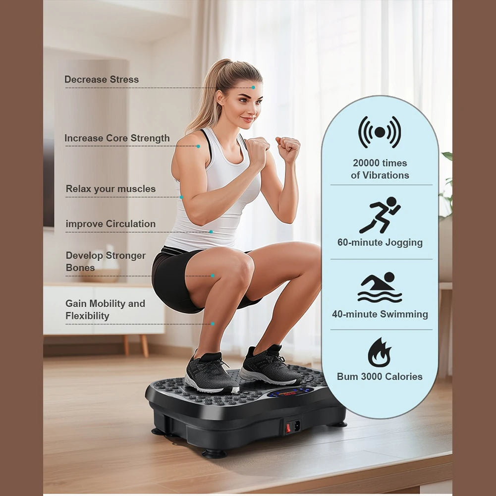 Bluetooth Full Body Vibration Exercise Machine with Speed Settings & Foot Massager