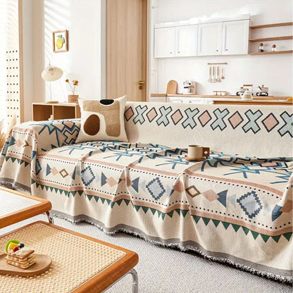 Elegant Chenille Sofa Protector with Artistic Design