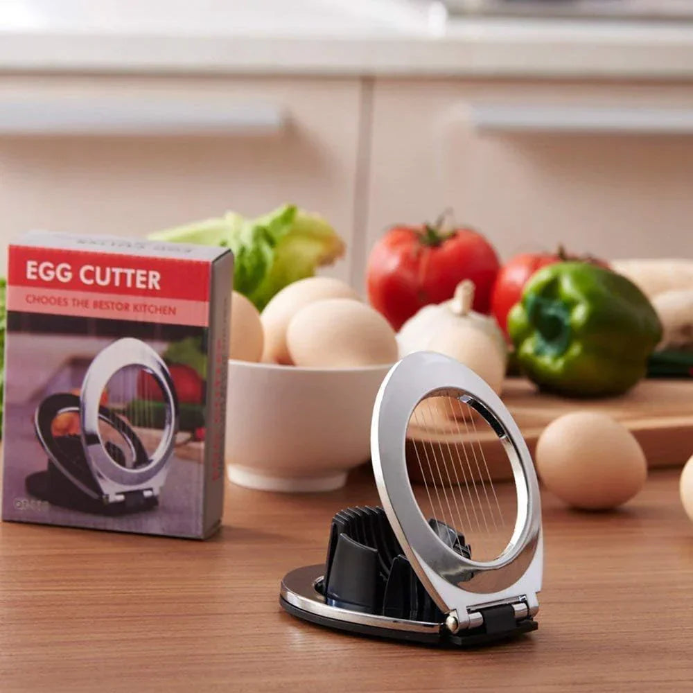 Stainless Steel Egg Slicer – 3-in-1 Cutting Tool for Easy Prep