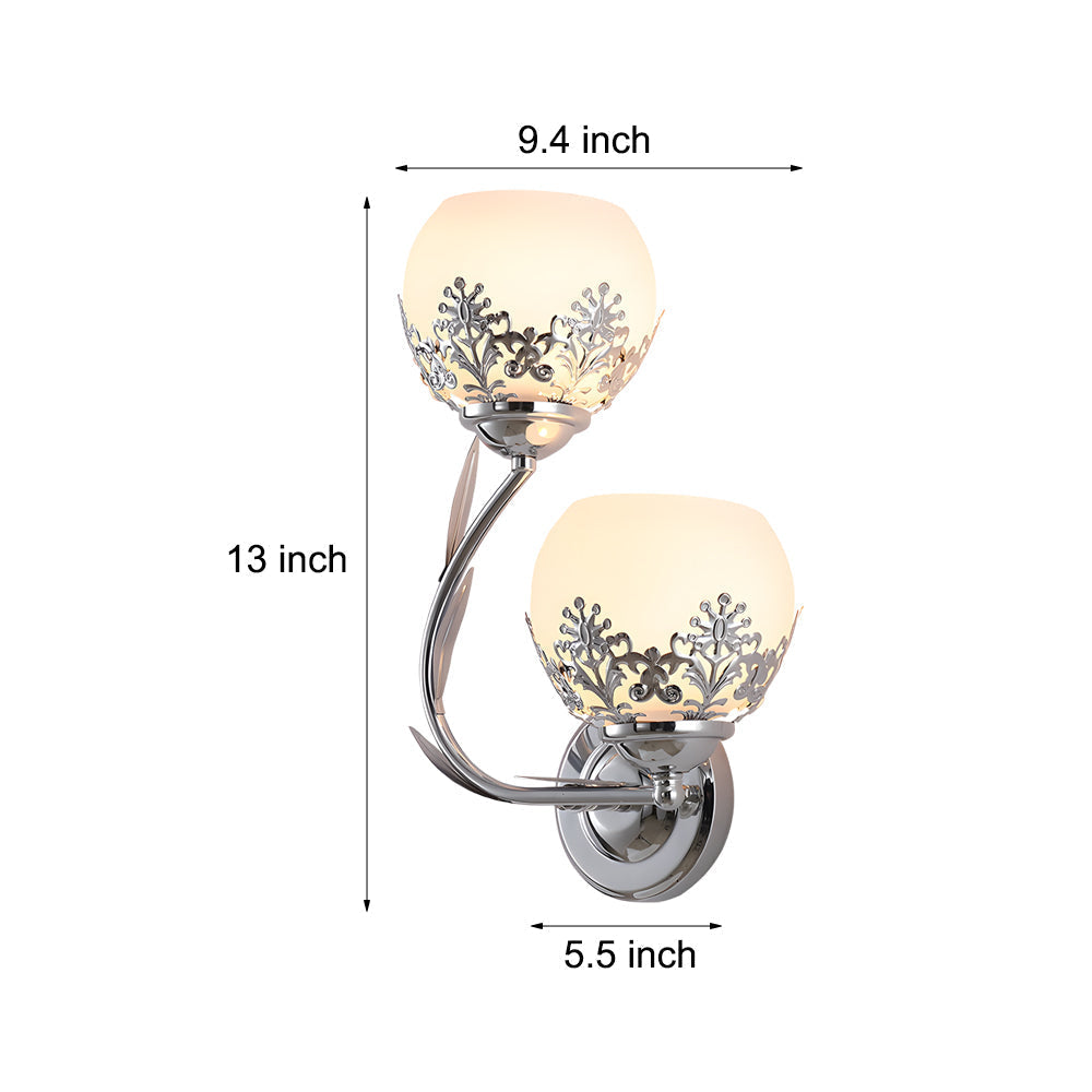 Simple European Style Wall Sconces with 2-Light Glass Flower Design