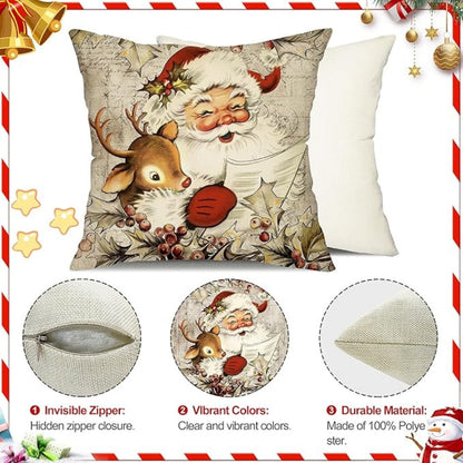 Festive Farmhouse Cushion Cover for a Cozy Holiday Vibe