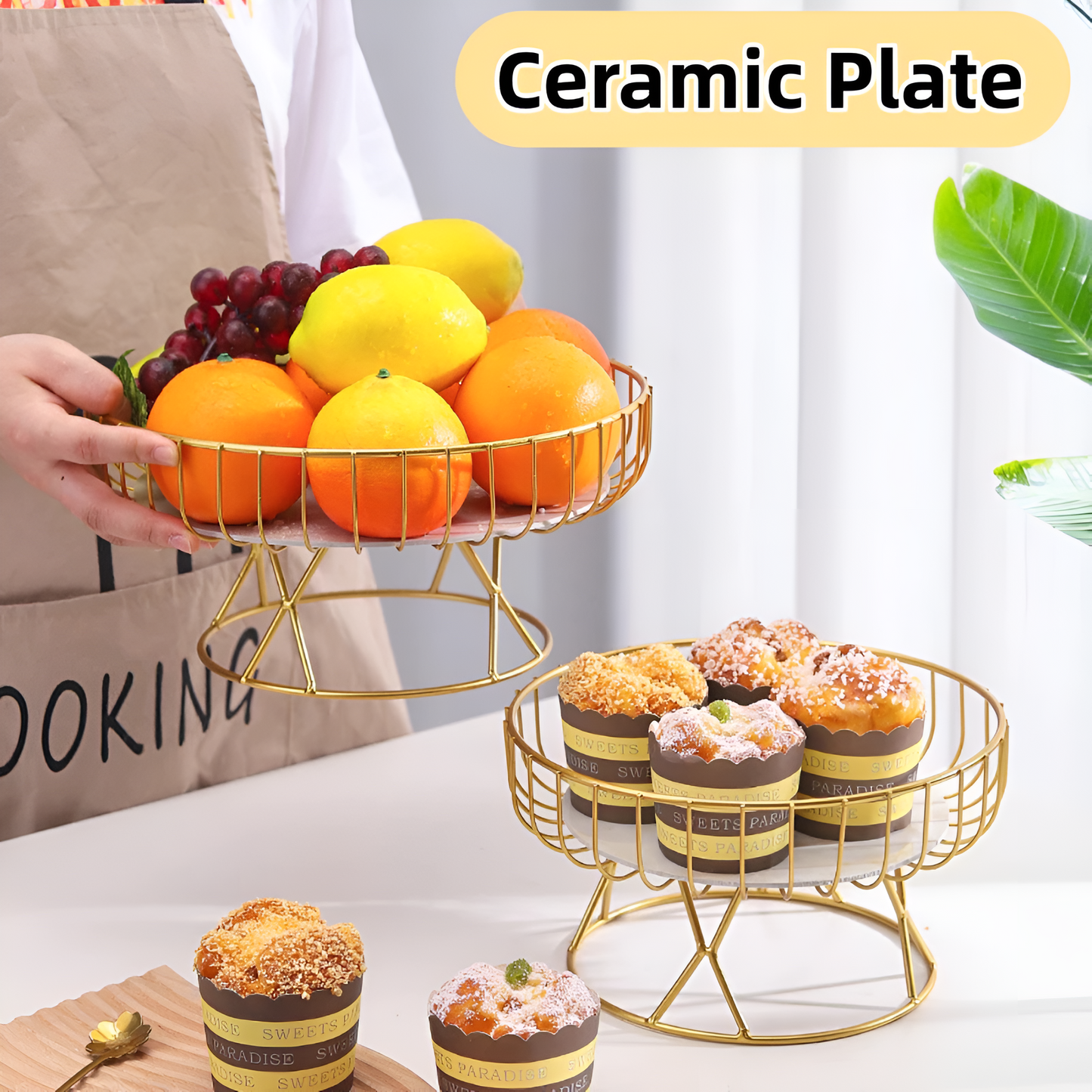 Elegant Marble Serving Tray with Gold Accents