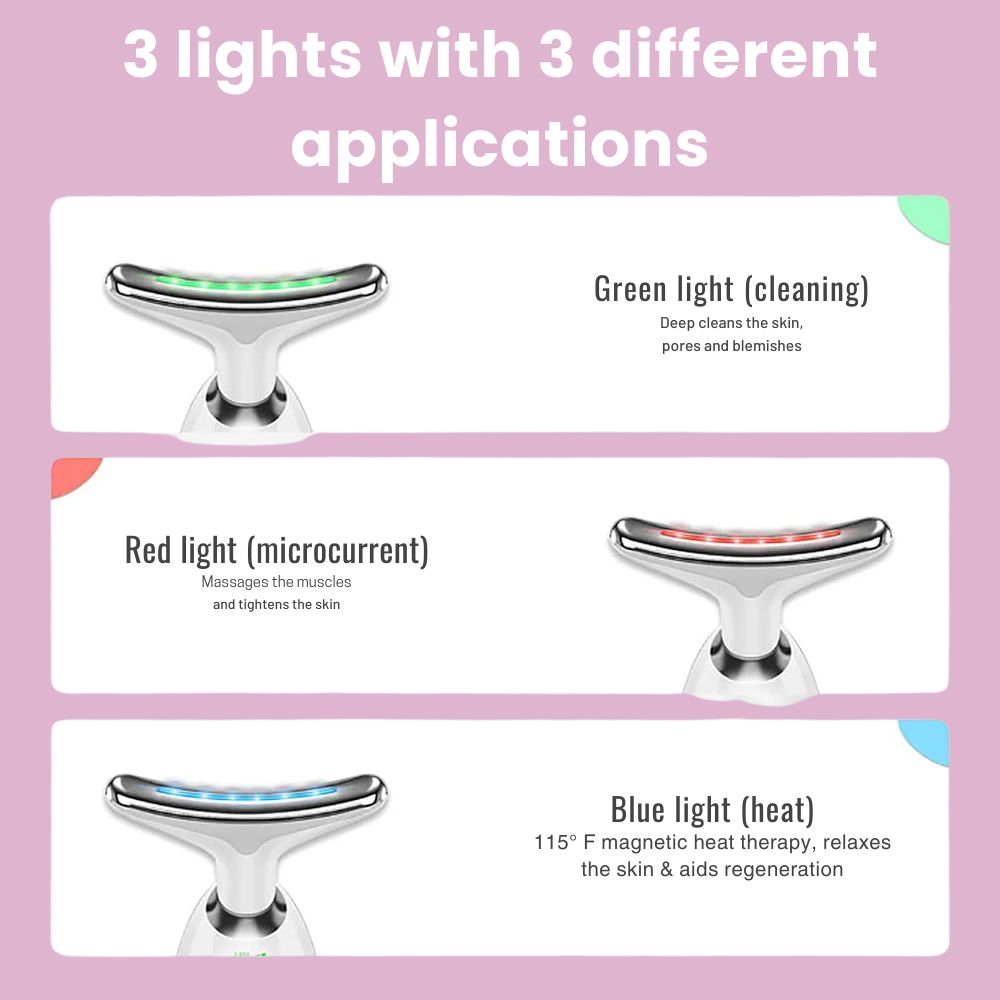 Revitalizing Facial & Neck Massager | Ion Cleansing, Heat & LED Therapy