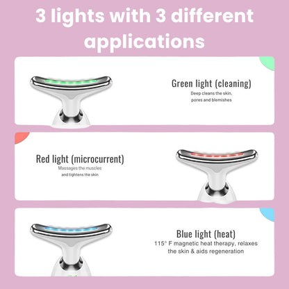 Revitalizing Facial & Neck Massager | Ion Cleansing, Heat & LED Therapy