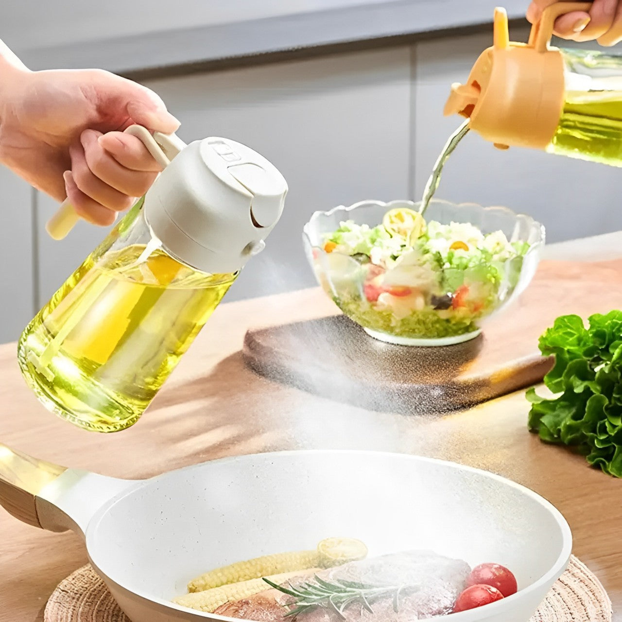 Multi-Functional Oil Dispenser and Sprayer for Cooking & Grilling