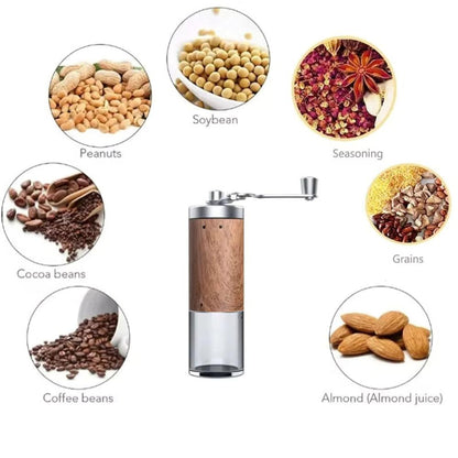 Portable Hand Coffee Mill with Wooden Design