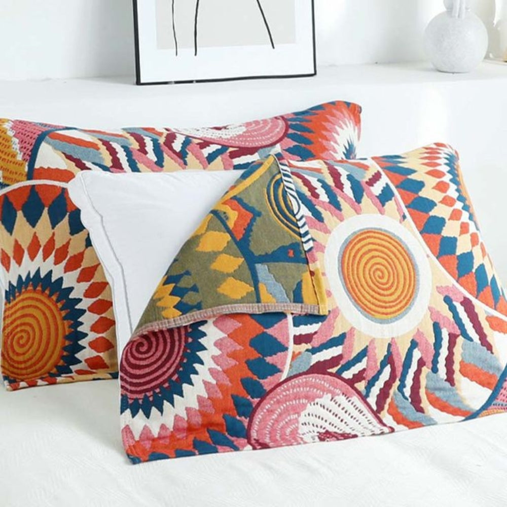 Scandinavian Charm Buttoned Cotton Pillow Covers (Set of 2)