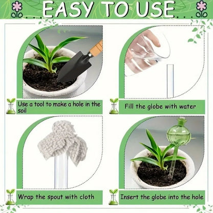 Self-Watering Plant Globes – Glass Set of 2 for Indoor and Outdoor Use