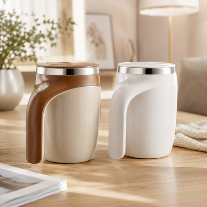Self-Stirring Mug with Magnetic Base for Coffee and Smoothies