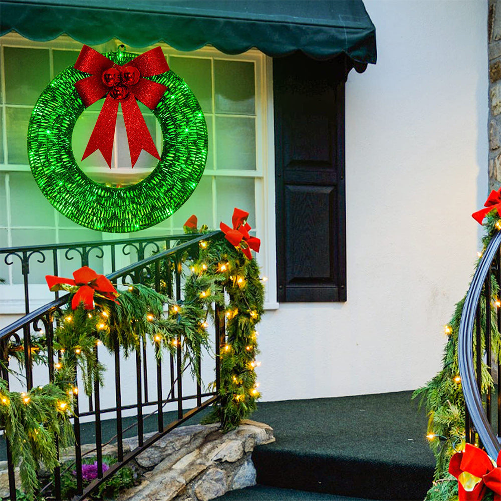 50cm LED-Enhanced Handmade Christmas Wreath in Gold and Green