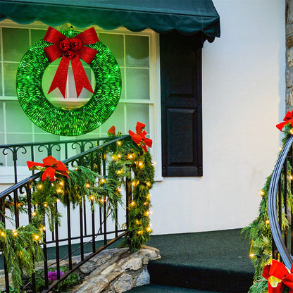 50cm LED-Enhanced Handmade Christmas Wreath in Gold and Green