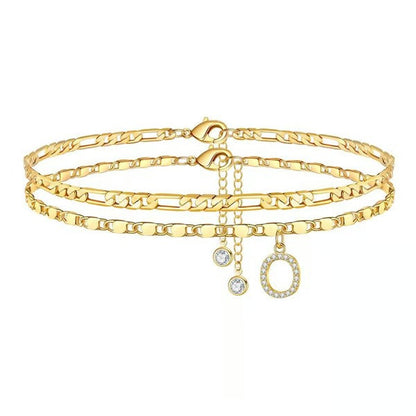 Customizable Layered Anklet | Adjustable & Hypoallergenic | Gold/Silver | 21.5 cm + 5 cm