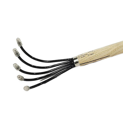 Mini Garden Cultivator and Hand Rake with 5 Tines | Carbon Steel | Wooden Handle | 38 x 21 x 8.5 cm