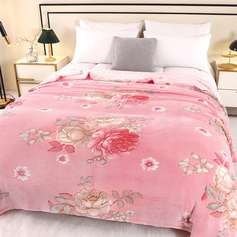 Cozy Floral Blanket | Soft Home Throw for Bed, Sofa & Travel | Skin-Friendly & Vibrant Colors