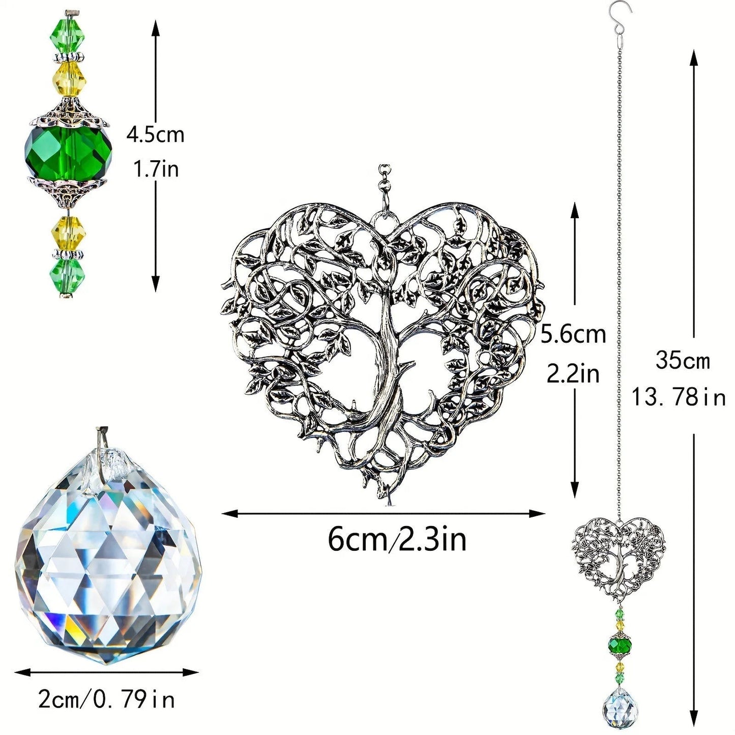 Lightweight Tree Crystal Sun Catcher | Tree of Life Window & Garden Decor | Decorative Gift