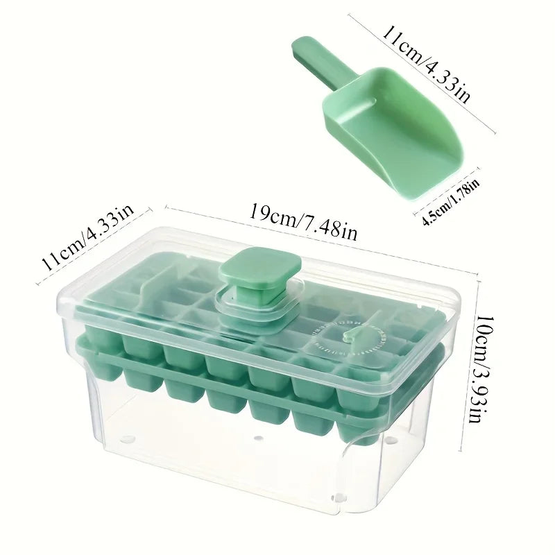Ice Cube Tray with Lid and Container | Makes 68 Cubes | BPA-Free PP