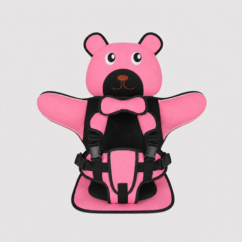 Child Booster Seat for Travel - Adjustable with Bear Pattern