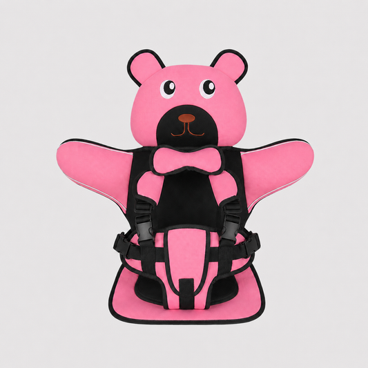 Child Booster Seat for Travel - Adjustable with Bear Pattern