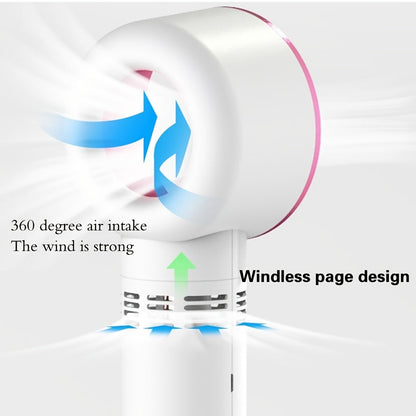 Portable Bladeless Handheld Fan - USB Rechargeable Mini Desk Fan with 3 Speed Settings for Travel, Camping, Office, and Home
