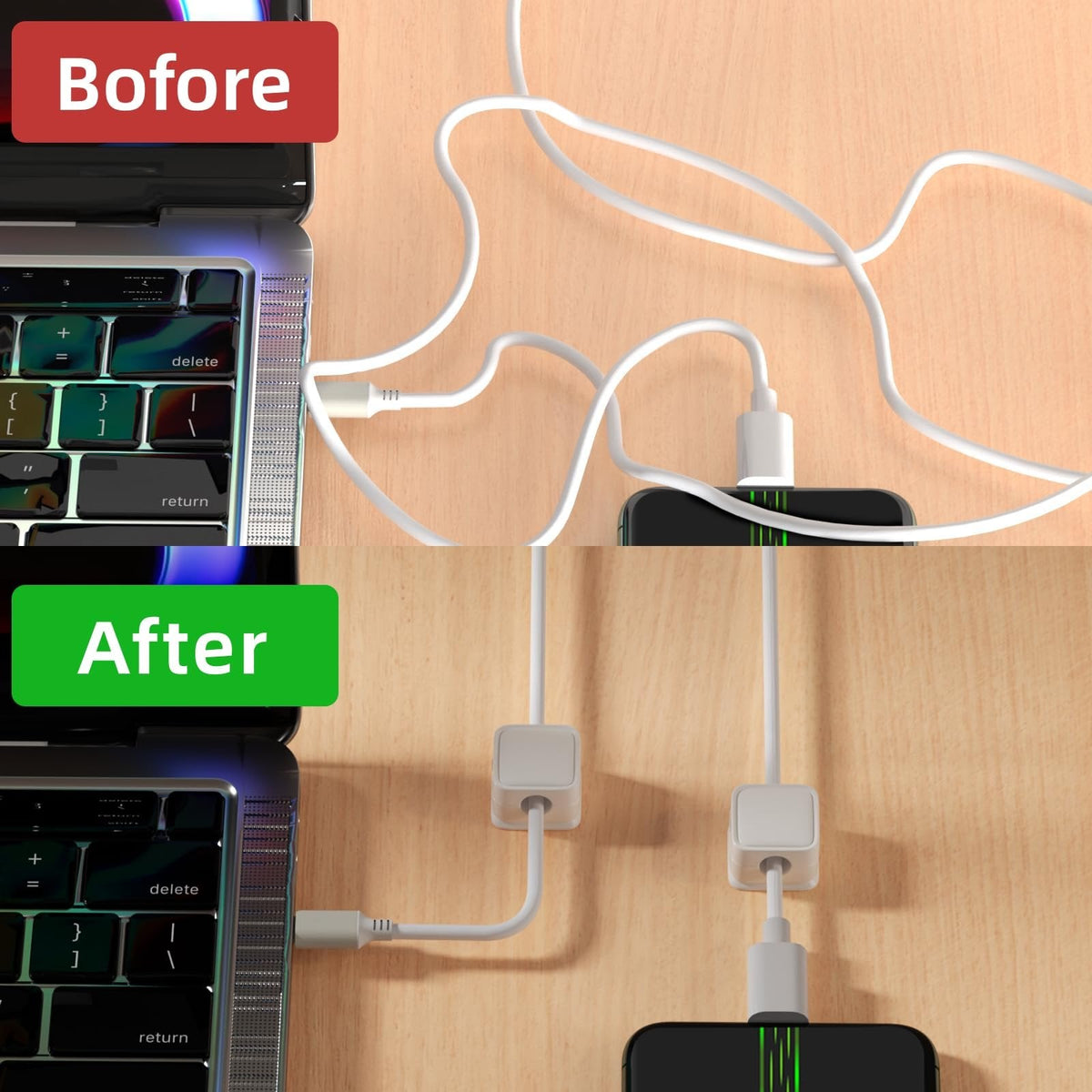 Magnetic Cable Organizers - Set of 4 for Neat Spaces