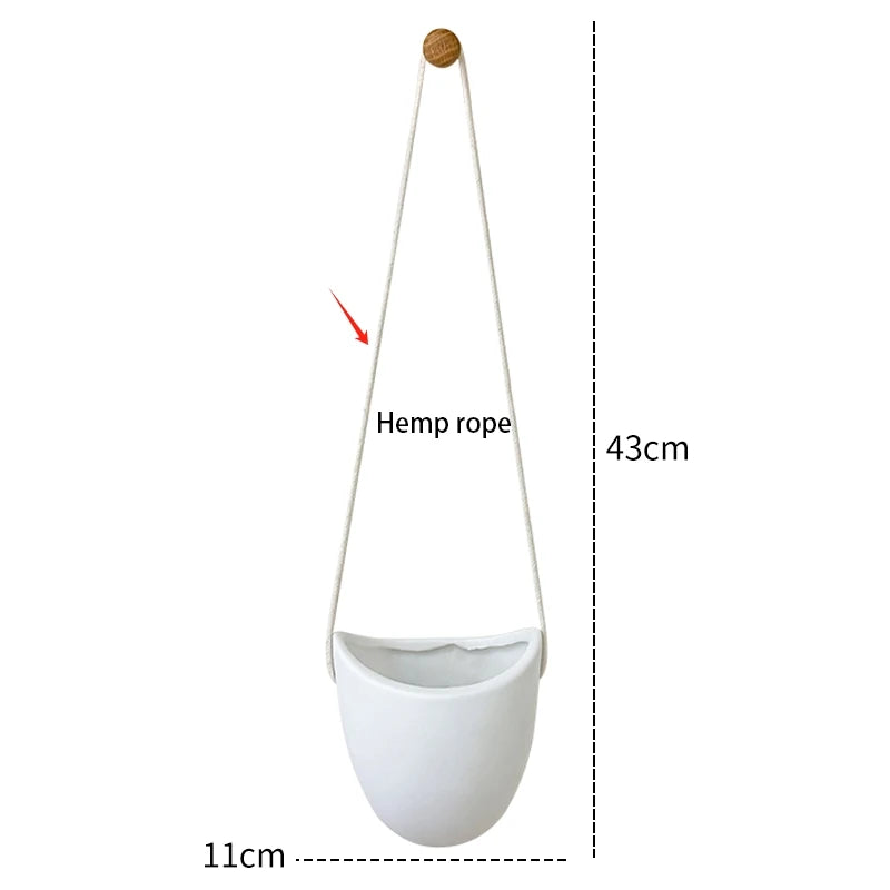 Hanging Vase Wall Planter | White Ceramic Finish | 11 cm | Modern Decor for Plants & Succulents
