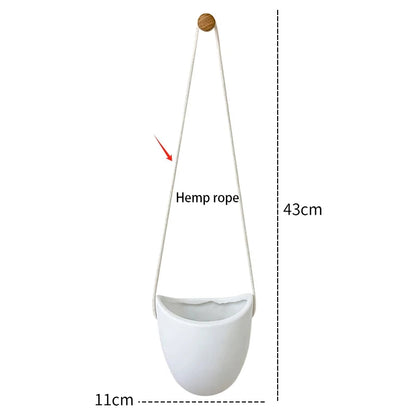 Hanging Vase Wall Planter | White Ceramic Finish | 11 cm | Modern Decor for Plants & Succulents